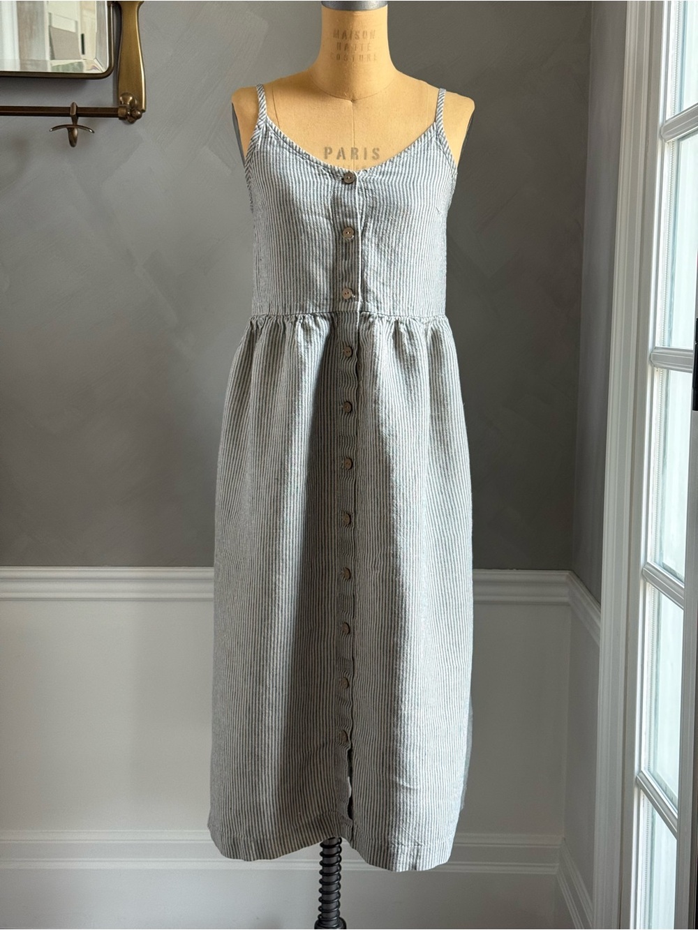 notPERFECTLINEN SARAH Dress Size S in Natural/Gray Stripes - Picture 2 of 11